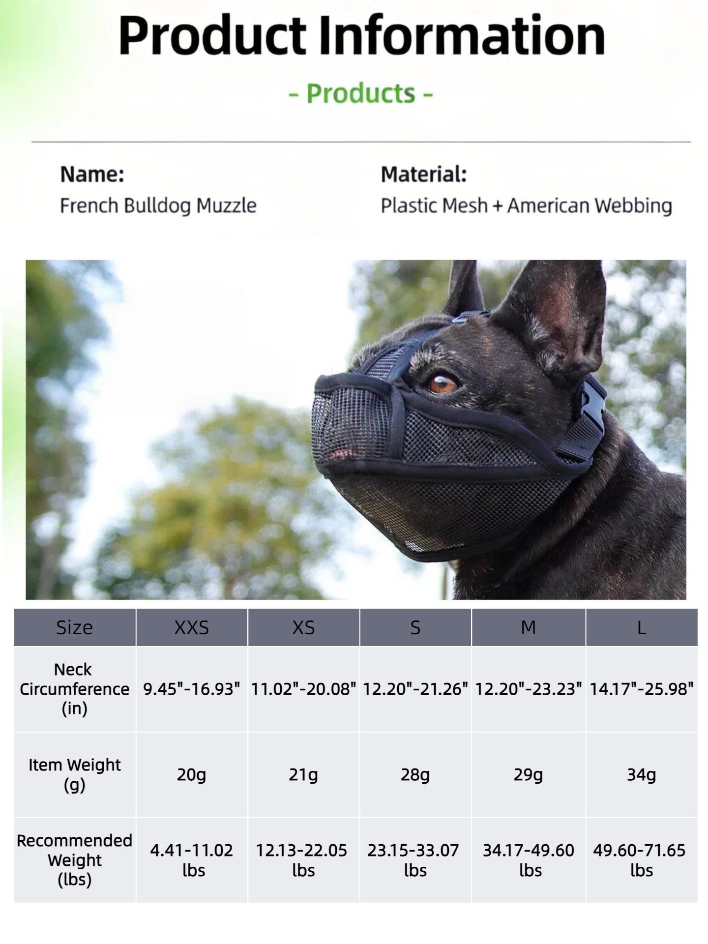 Dog Muzzle, Breathable Pitbull Muzzle, Adjustable Secure Fit, Prevents Biting & Accidental Eating, Perfect for French Bulldogs, American Bullies & Short-Snouted Breeds, Durable Mesh Dog Mouth Cover for Training, Walking & Grooming, Anti-Chew Dog Snout Gua