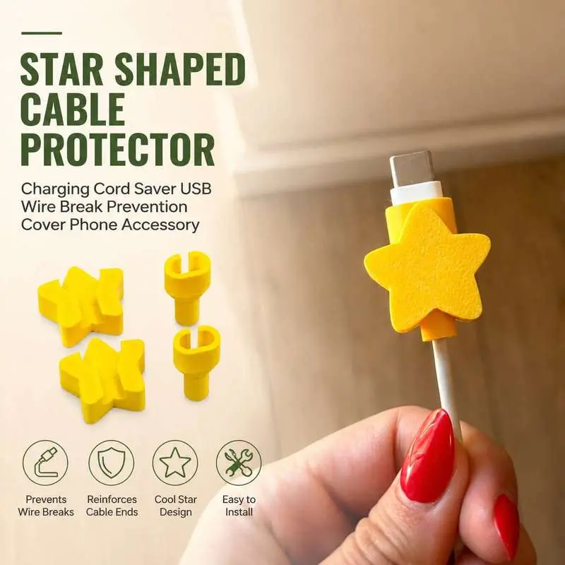 Star Shaped Cable Protector Charging Cord Saver USB Wire Break Prevention Cover Phone Accessory Reinforces Cable Ends