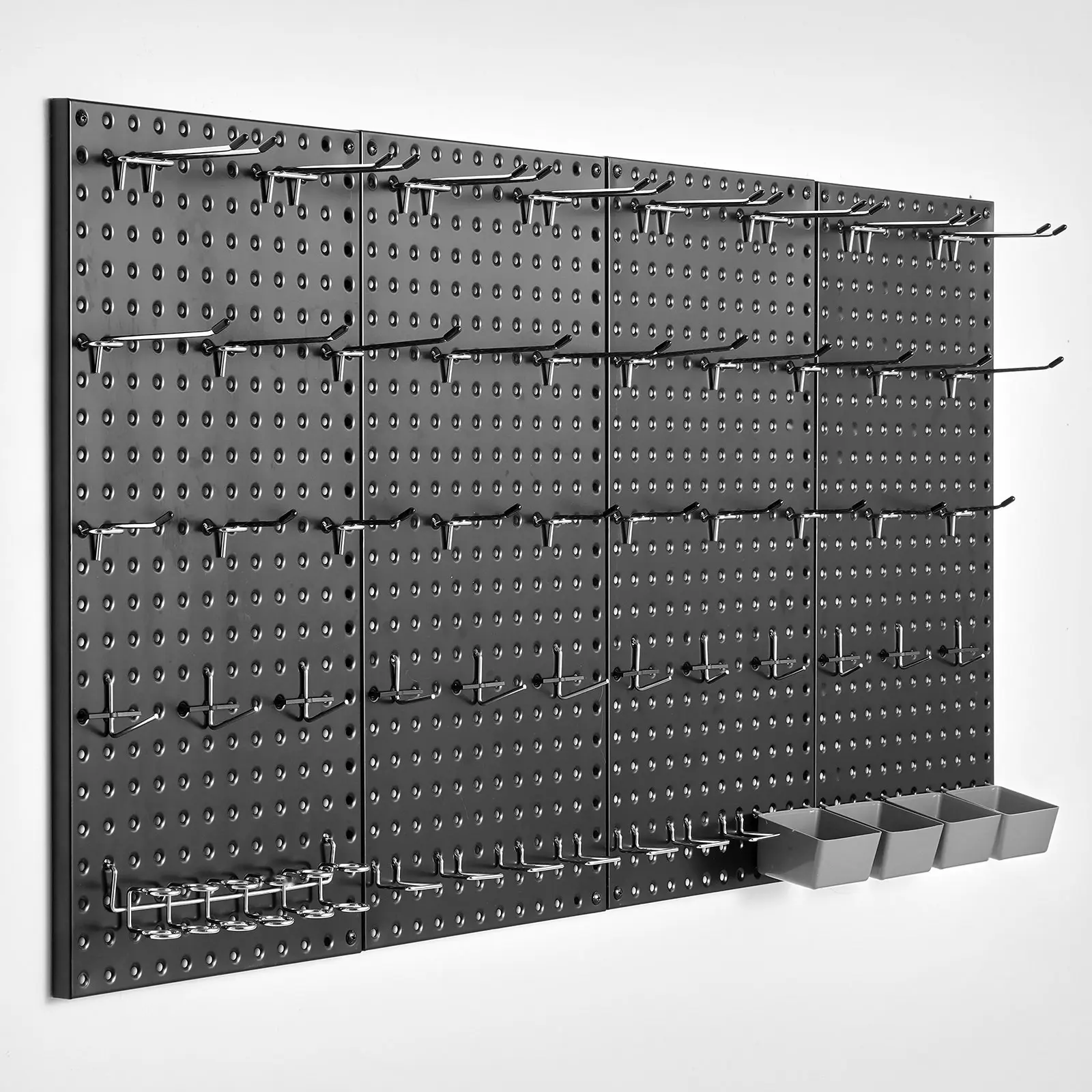 Metal Pegboard Panels Set Of 4, 24-Inch By 12-Inch Wall Organizer For Garage Tool Storage, Heavy-Duty Perforated Metal Pegboard Boards For Workshop Organization, Mounting Hardware Included, Versatile Storage Solution