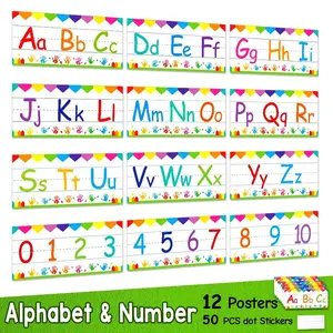 12-Piece Alphabet and Number Line Set, Colorful Wall Decor, Phonics and Counting Borders, Ideal for Kindergarten and Elementary Classrooms