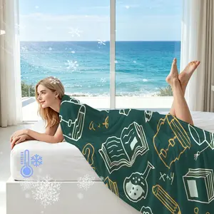 Graduation Academic Stationery Cooling Blanket Q-MAX>0.3, Portable Soft Microfiber Summer Throw Blanket as Gift