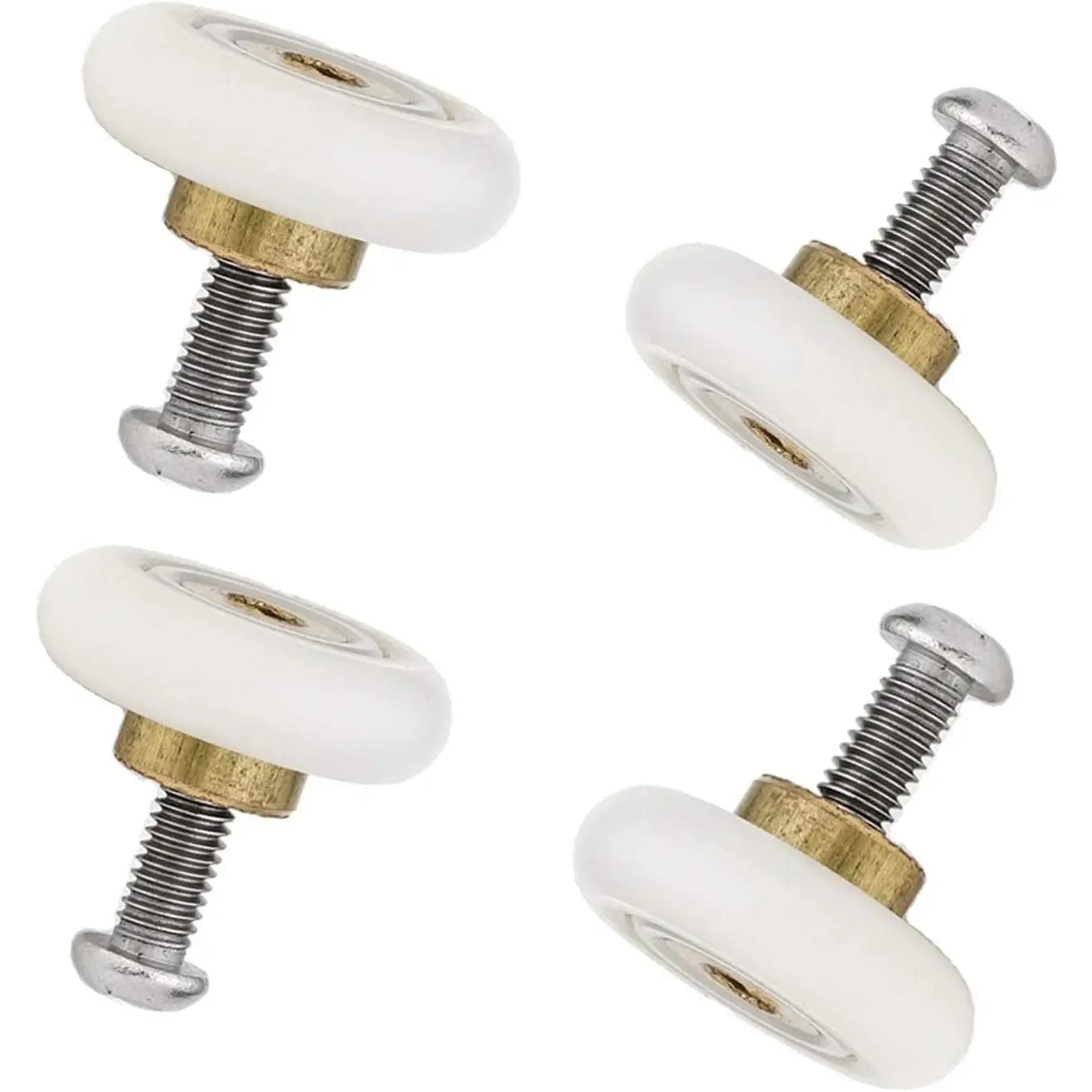 Set of 4 Dia 19mm Stainless Steel Shower Door Wheels Rollers Runners, White, 19mm x 5mm (Stainless steel-4PCS) (4)
