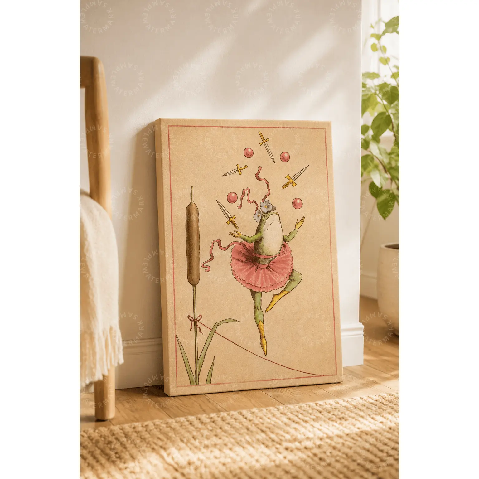 Whimsical Frog Ballerina Poster, Vintage Circus Animal Canvas Wall Art, Pink Tutu Aesthetic for Bedroom Wall Art, Living Room Decor, Office Wall Decor, Cottagecore Home Decor, Unique Frog Lover Gift