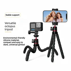 The flexible Compact octopus phone tripod is compatible with smartphones, GoPro, and DJI action cameras. The fully enclosed high-elastic rubber bracket can be bent repeatedly without deforming.