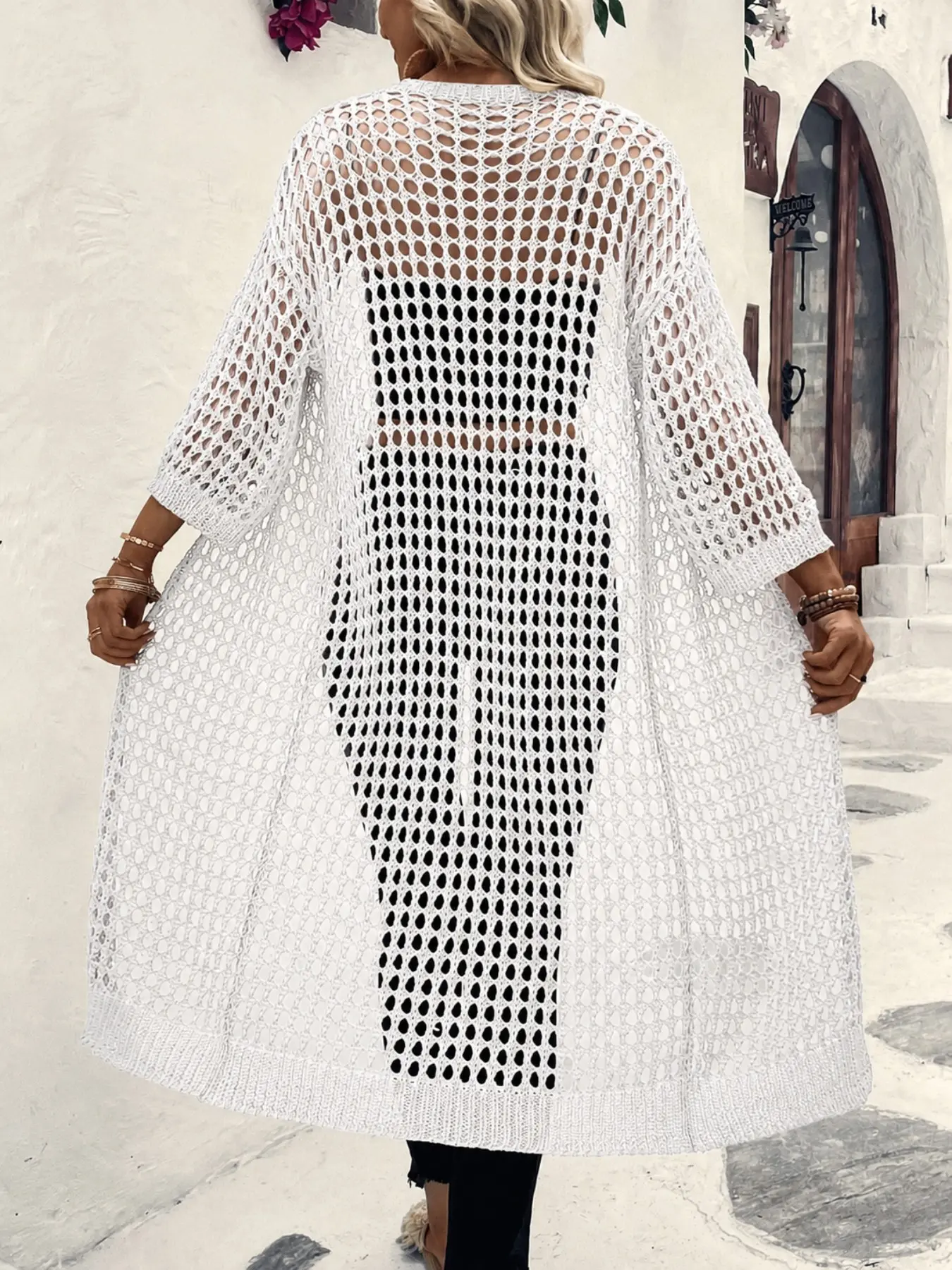 Women's Summer Lightweight Baggy Mesh Cardigan, Lazy Style Chic Sun Protection Outerwear, Breathable Knit Sweater for Warm Weather