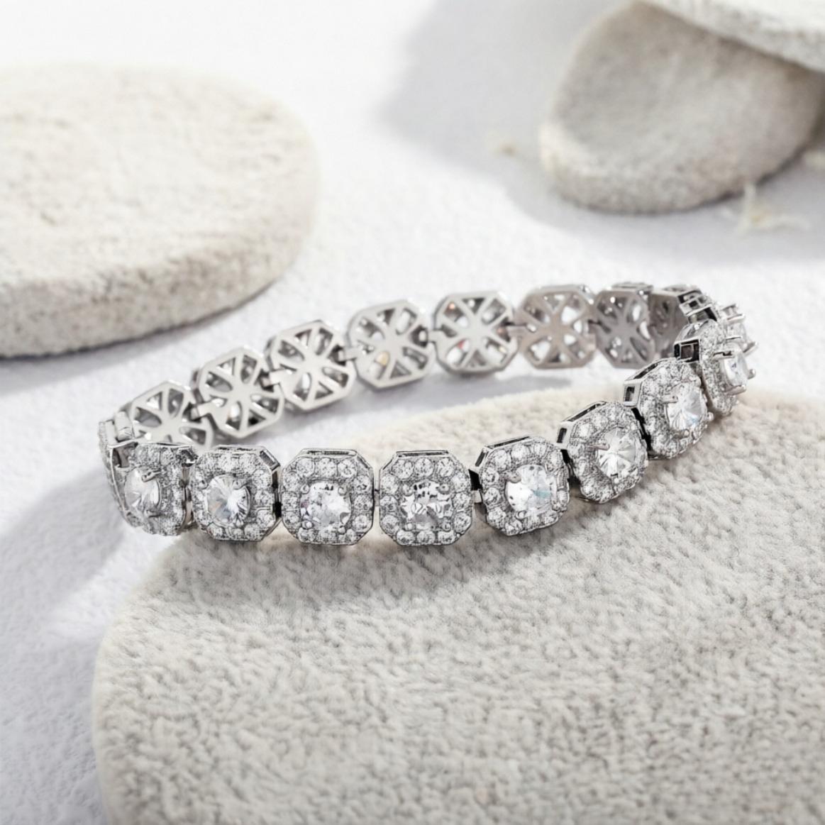 10mm Iced Out Full 5A Moissanite Square Charm Bracelet Bling Tennis Chain With Box Clasp Hip Hop Luxury Jewelry For Men Women Gift