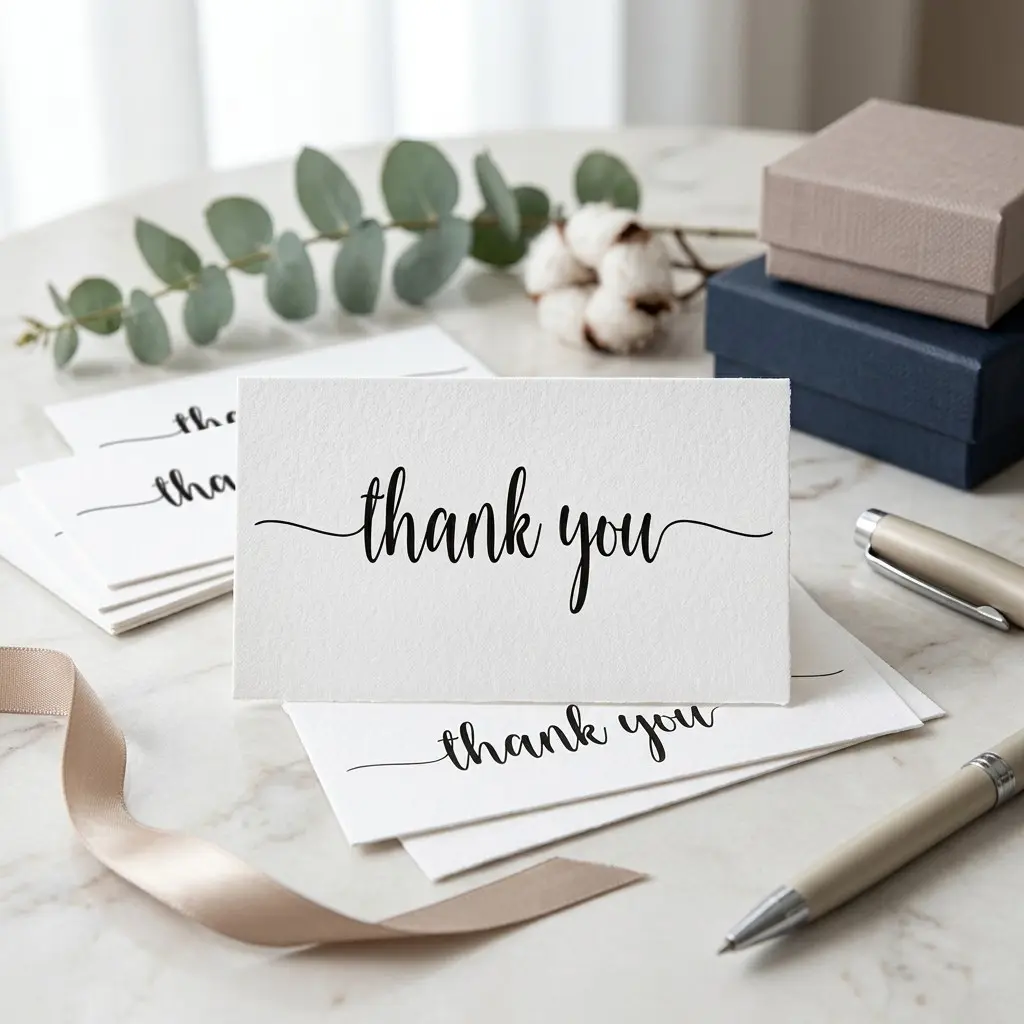 Minimalist Thank You Business Cards, and Simple Style, Blank Back for Writing, Ideal for Packaging Decor and Brand Professionalism