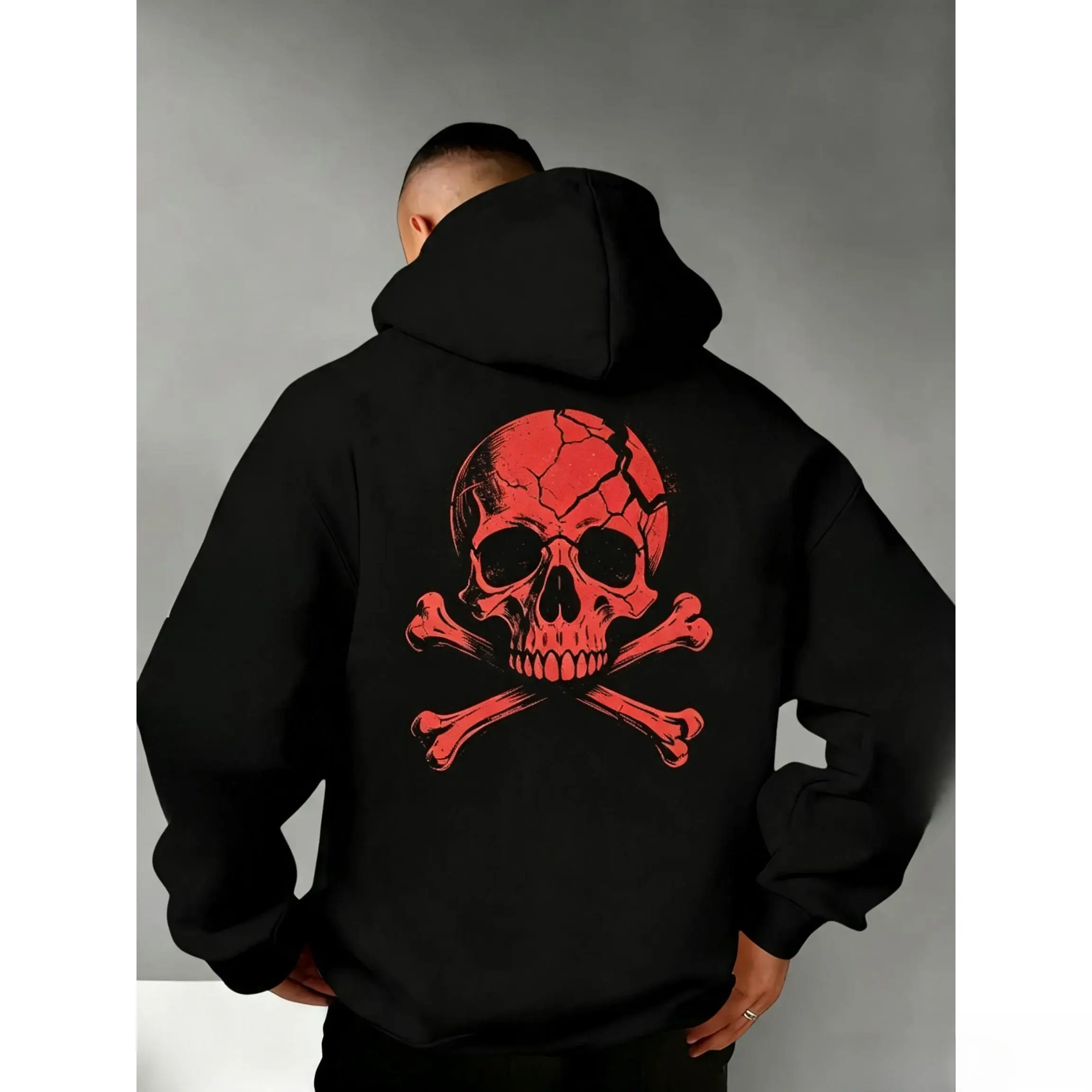 Men's Demon & Angel Print Hoodie, Warm and Comfortable Goth Sweatshirt for Fall & Winter, Casual Wear, Suitable for Wearing Alone or Layering, Graphic Hoodies, Gothic Printed Hoodie, Gothic Style Hoodie, Hooded Sweatshirts