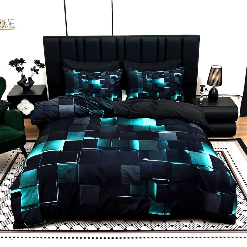 3 cool tech digital printed material quilt cover sets, four-season products, in red and blue, with four sizes (twin bed, double bed, queen size bed, king size bed) (1 bedspread + 1/2 pillowcases, no filling)