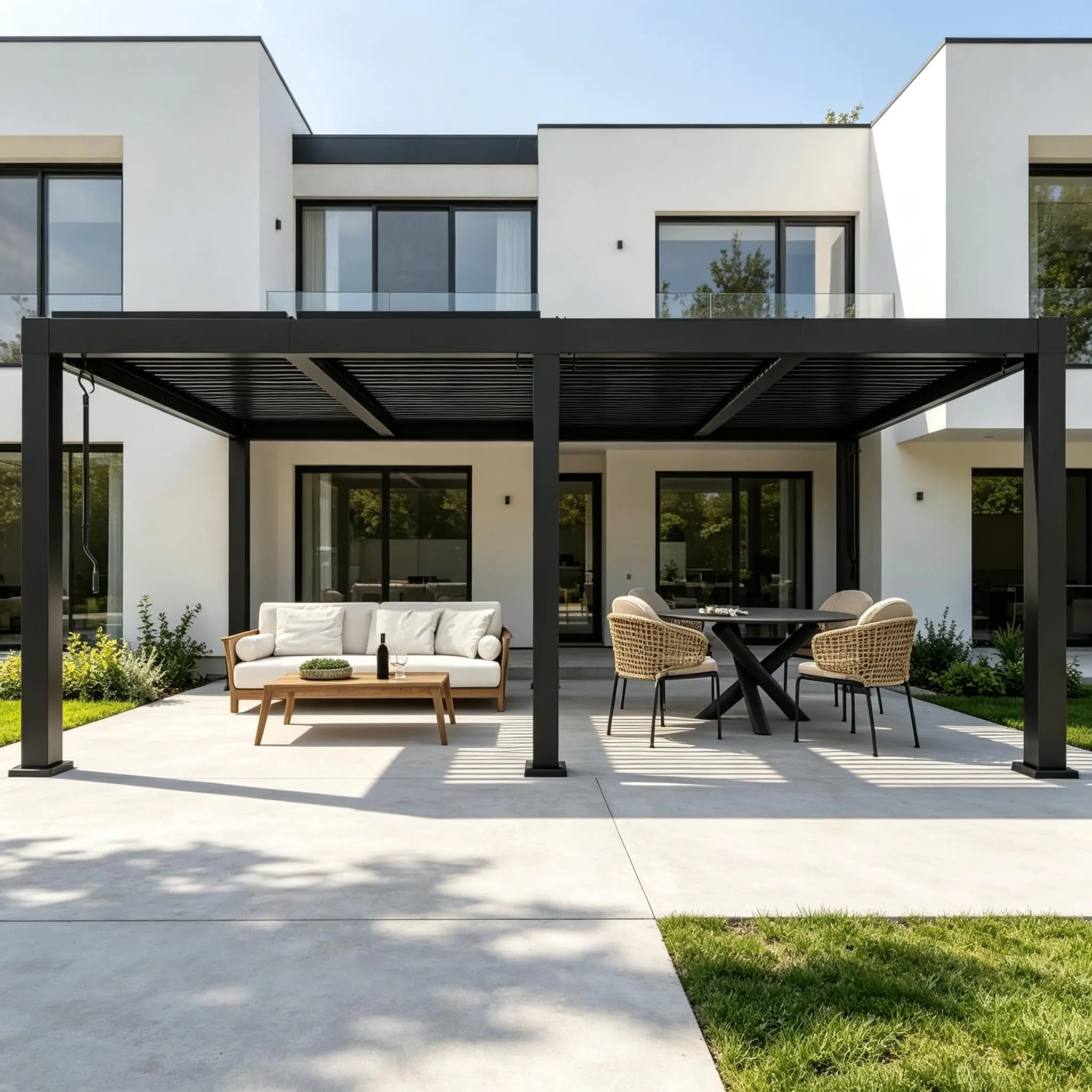 GARVEE All-Aluminum Louvered Pergola 12 ft x 20 ft, Outdoor Pergola with Adjustable Louvered Roof, Reinforced Aluminum Frame, Integrated Drainage System, Hardtop Gazebo for Patio, Deck, Gray