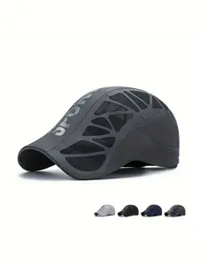 Unisex Breathable Sports Duckbill Cap, Quick-Dry Running Hat with Geometric Mesh Vents, Lightweight Outdoor Cycling Headwear, 4 Colors Available