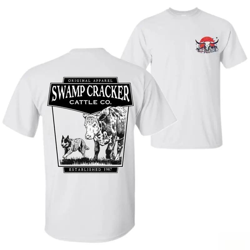 Western Ranch T-shirt - Swamp Cracker Cattle Co., vintage 90s cowboy style, farm life vacation wear, unique gift, casual