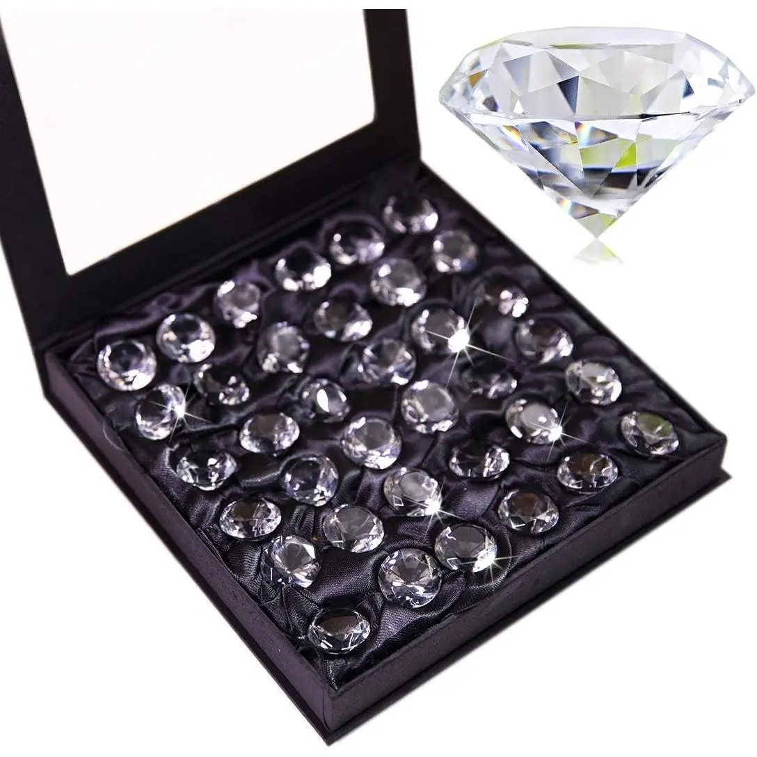 20mm (0.8in) Crystal Diamond Collectible Figurines Home Decor Pack of 36 Glass Diamond Paperweight Wedding Table Decoration Christmas Ornaments, Clear