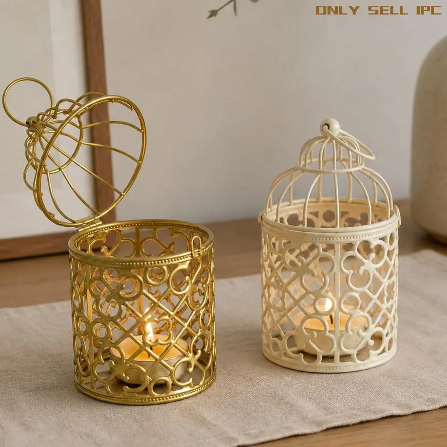 Vintage Style Iron Bird Cage Candle Holder Metal Tealight Stand for Wedding Table Decor Home Centerpiece Tea Light Candle Holders