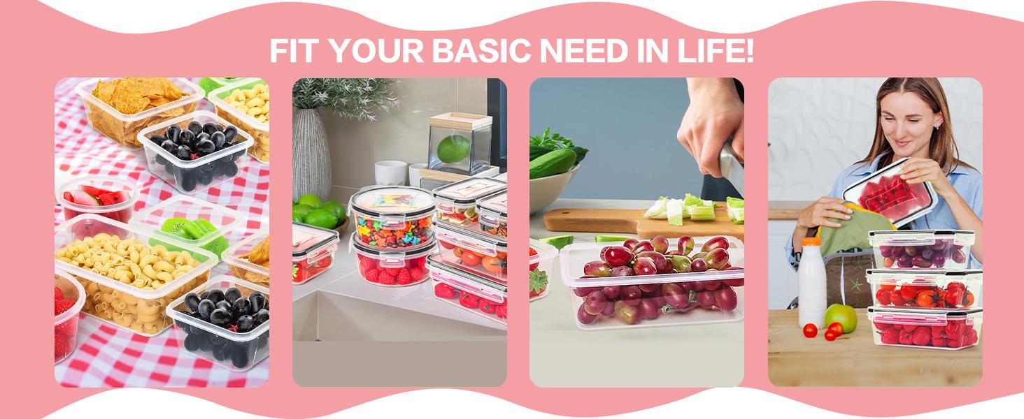 36 Pack Food Storage Containers (18 Airtight Kitchen Storage & 18 Lids), Plastic BPA-Free Meal Prep Container for Pantry Organizers and Storage with Free Labels & Marker