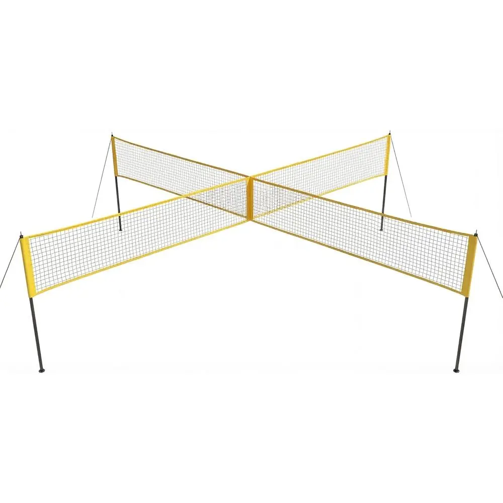 Portable 4-Square Volleyball Game Set with Durable Iron Poles & PE Netting, Complete Kit with 3 Adjustable Heights for Kids & Adults' Outdoor Backyard & Beach Games, Outdoor Games, Unisex