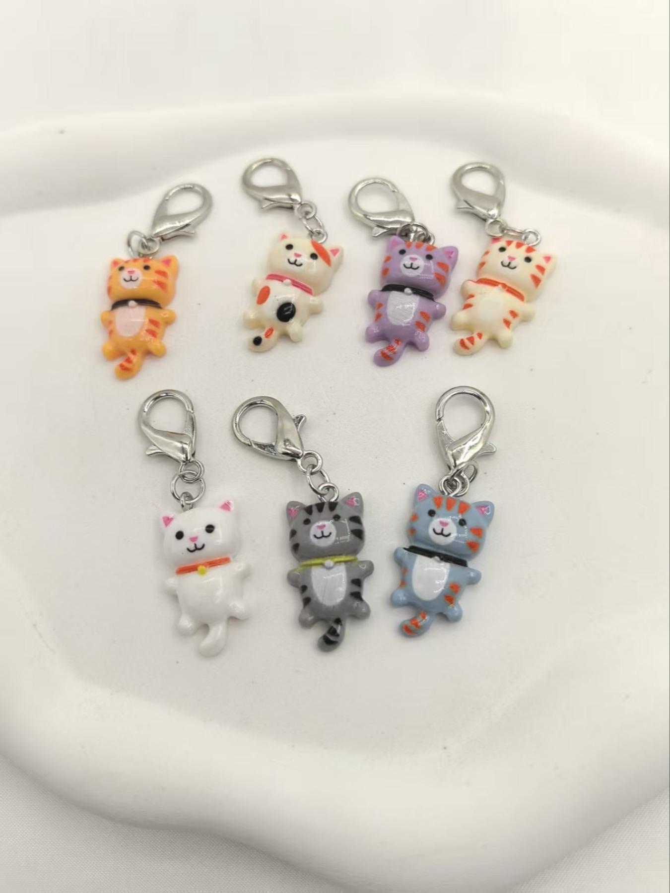 Cute Cat Design Keychain, Cartoon Animal Decor Keychain for Women & Men, Fashion Accessories for Bag & Car Key Decoration, Keychain Set