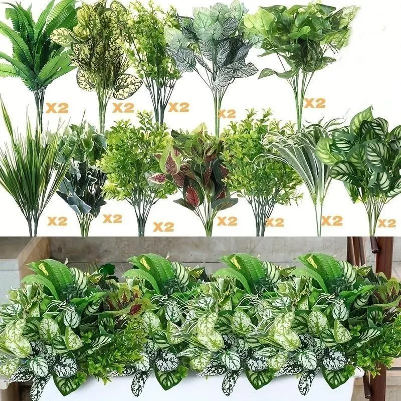 New 24-piece spring artificial flower plants, suitable for outdoor garden decoration. UV-resistant synthetic plants, suitable for various occasions for decoration. Wedding green plant decoration.