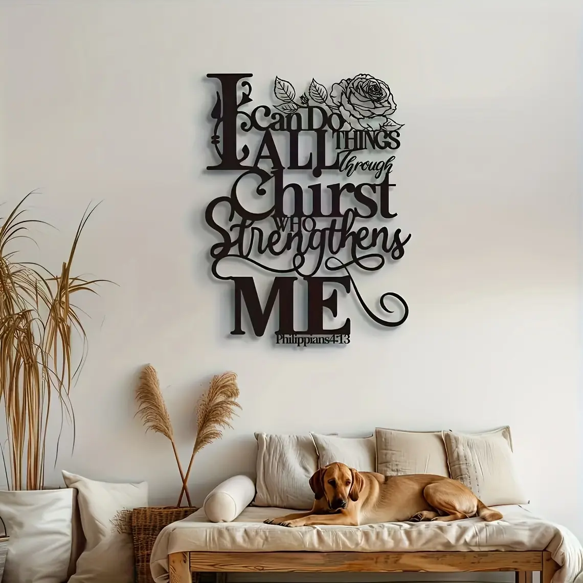 Inspirational metal wall art, featuring scriptures, a unique modern home decor piece, perfect as a housewarming gift, designed to be sturdy and durable, great for Valentine's Day bedroom decoration
