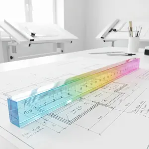MOTARRO Colorful Ruler And Cube - Geometric Drawing Tools, Math Learning Stationery, Drawing And Measuring Supplies, Math Teaching Aid, Multifunctional Plastic Geometric Shape