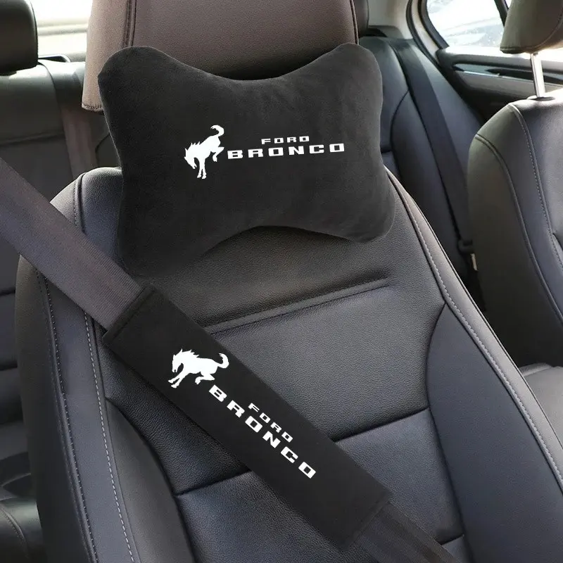 4PCS Car Seat Belt Protect Shoulder Pads Cervical Spine Headrest Neck Pillow for Ford Bronco Sport 2021-2023 Interior Accessories