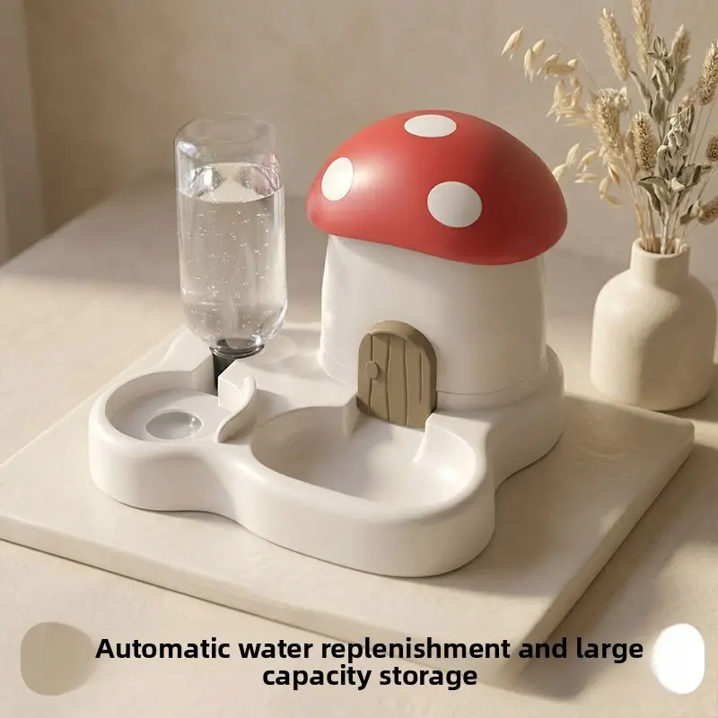 1pc Mushroom House Pet Automatic Feeding and Water Feeding Machine, Plug-in-free Large-capacity Gravity Refilling Water, Kittens Become Cats, Small and Medium-sized Dogs, Universal Pet Bowl