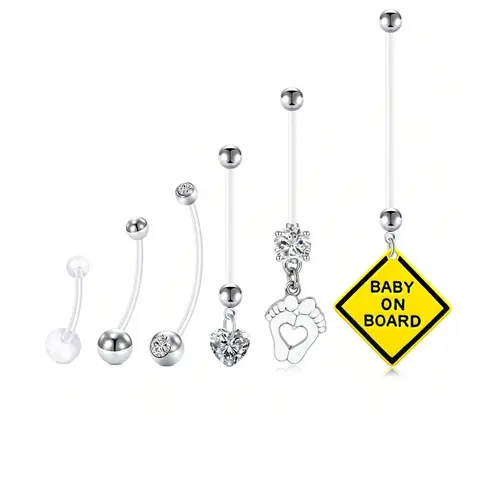 Mixed Style Belly Button Rings, Navel Ring, Fashionable Belly Piercing Jewelry, Pregnancy Piercing Jewelry for Women & Girls, Trendy All-match & Exquisite Jewelry for Birthday Gift, Body Piercing Jewelry, Body Jewellery