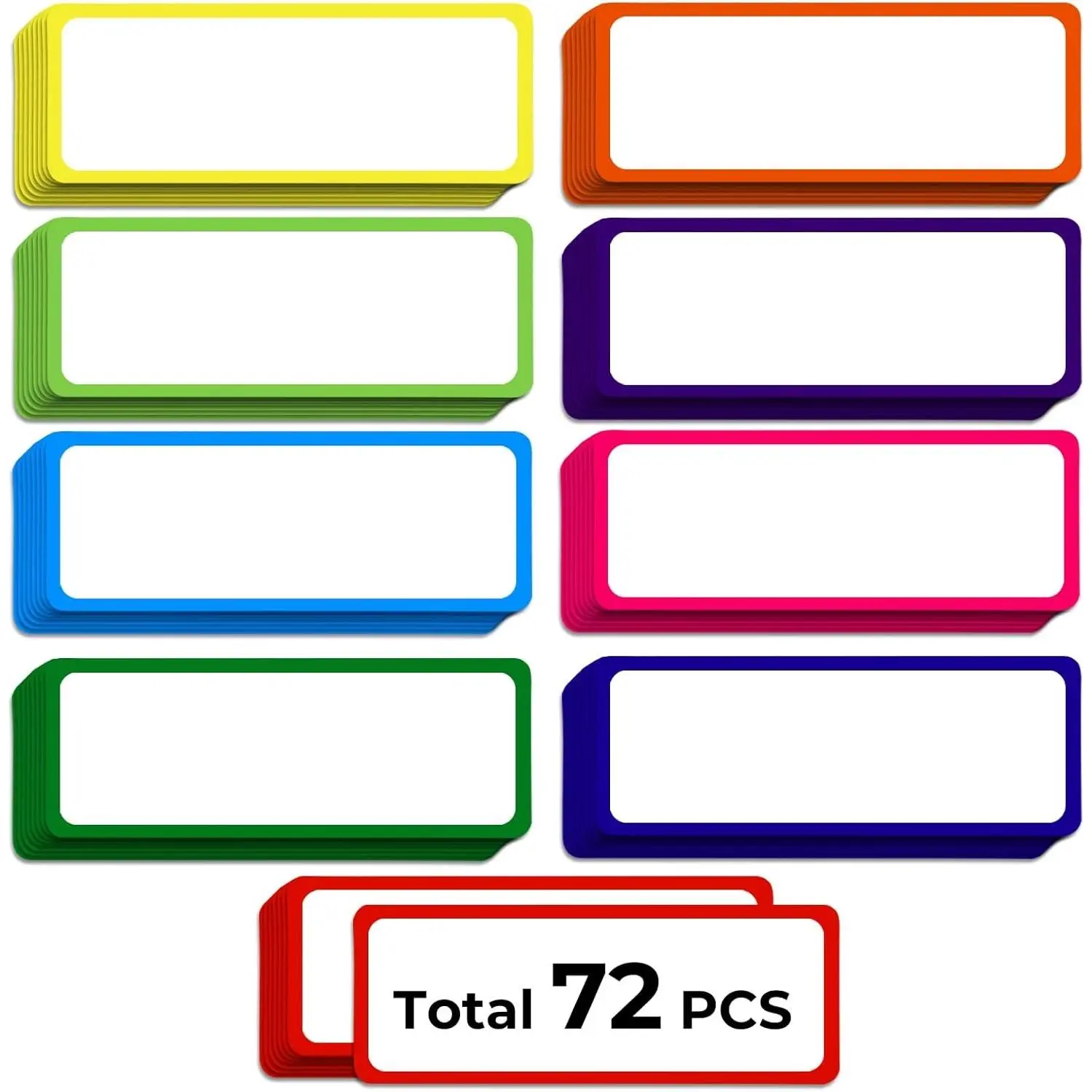 72PCS Magnetic Dry Erase Labels, 3.2"x1.2" Reusable Colorful Name Plates, Waterproof Magnetic Label Stickers for Home, Office, School, Refrigerator, Locker, White Board (9 Colors)