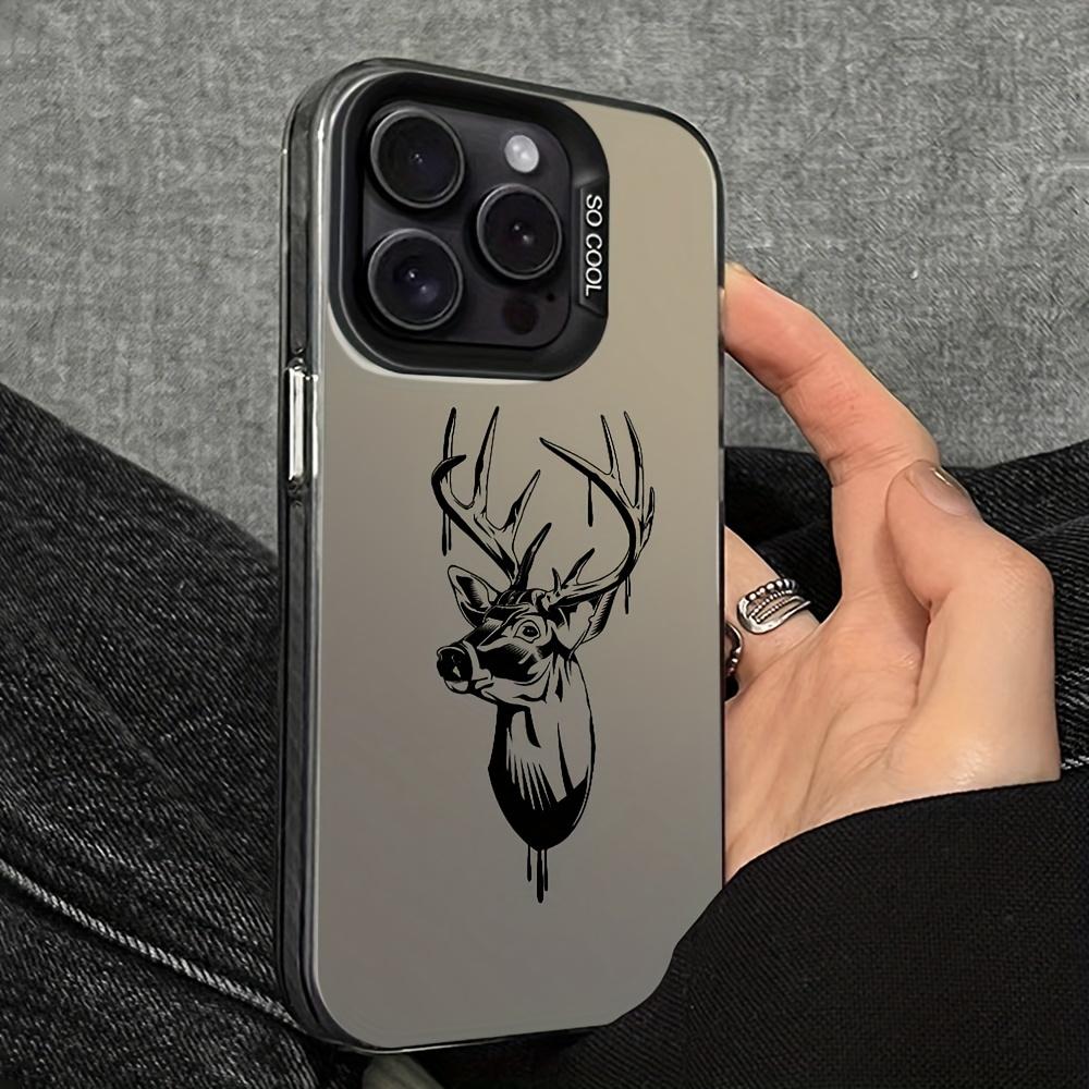 Phone case for iPhone 16 Pro Max 15 Plus 14 13 12 11 XR XS Line Deer Head Pattern Anti-Scratch Shockproof Pocket-Friendly durable Cover