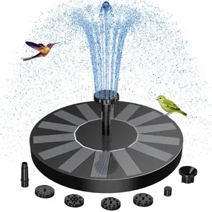 Solar Fountain, Solar Powered Bird Bath Fountain Pump with 6 Nozzles, Solar Powered Floating Water Fountain Pump for Bird Bath, Garden, Fish Tank and Outdoor