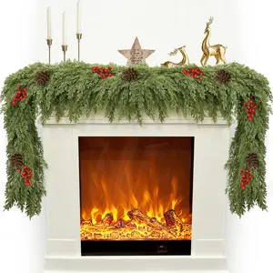 6FT Artificial Cedar Christmas Garland for Mantle Christmas Decorations Real  Realistic Greenery Faux Pine Garlands for Xmas  Decoration  Winter Indoor Outdoor Garland Door Decor