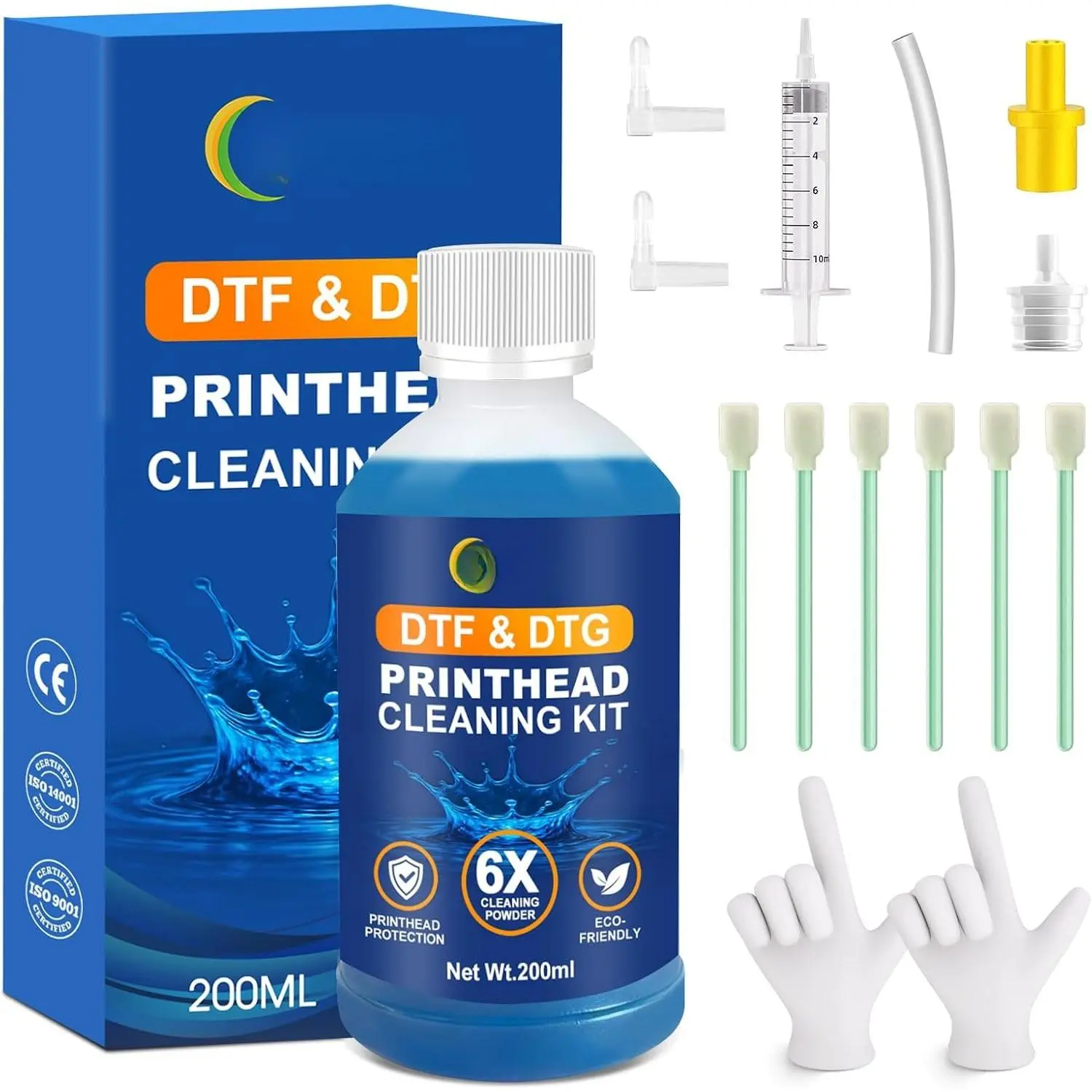 6X  DTF Cleaning Kit - 200ML DTF Printhead Cleaning Solution, Nozzle Printer Cleaner for  DTG Printheads Includes Epson ET8550 L1800 XP600