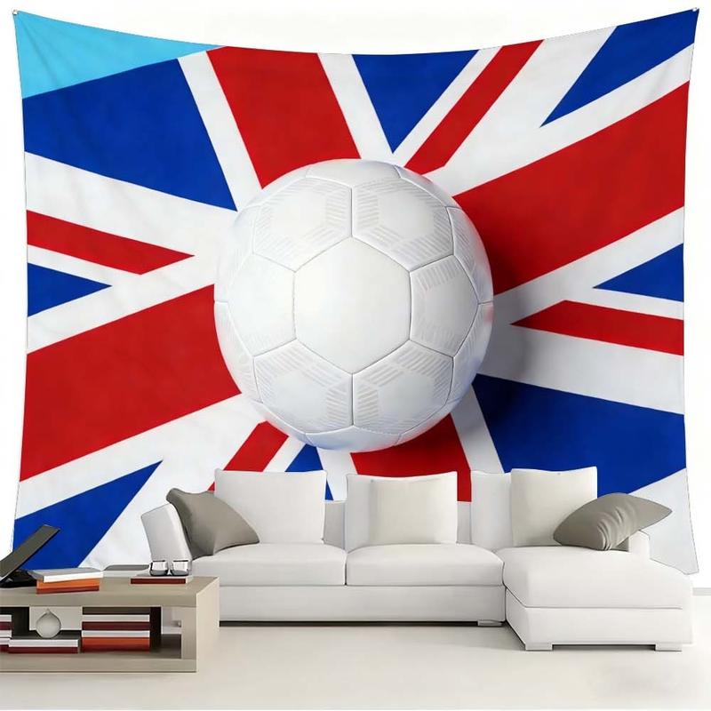 1 pc microfiber FIFA World Cup British Flag Soccer Ball Tapestry Wall Hanging Decoration for Living Room Bedroom Dining Room Outdoor and Holiday Decor Sport Theme Home Ornament Tapestry Background Cloth Hanging Cloth Wall Cloth Decorative Cloth