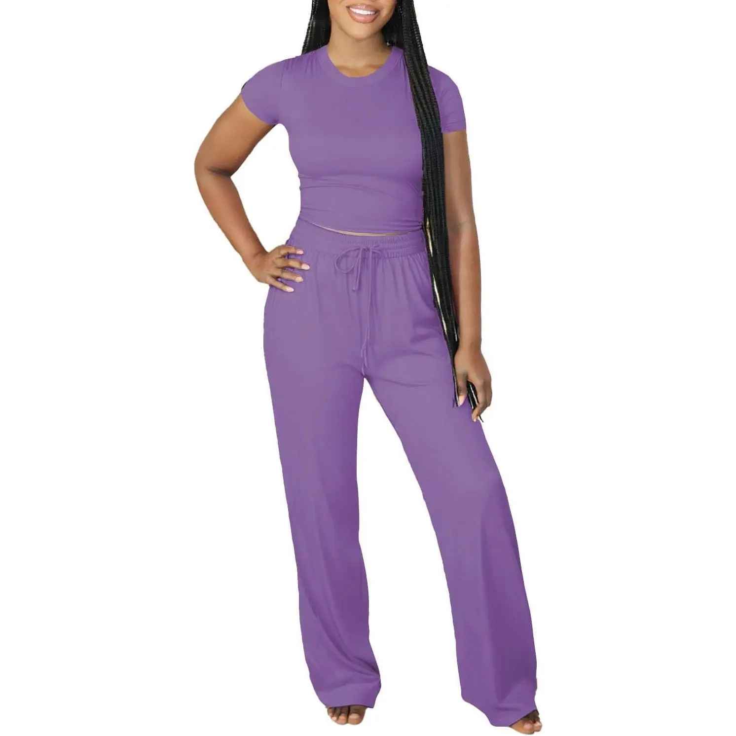 Women 2 Piece Lounge Sets Summer Sweatsuits Short Sleeve Tracksuits
