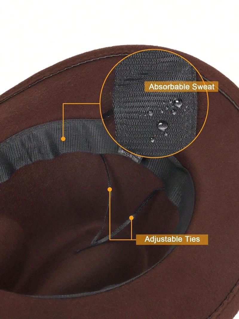 Western Cowboy Cowgirl Hat Wide Brim Classic Fedora Hat With Buckle Belt For Women Men