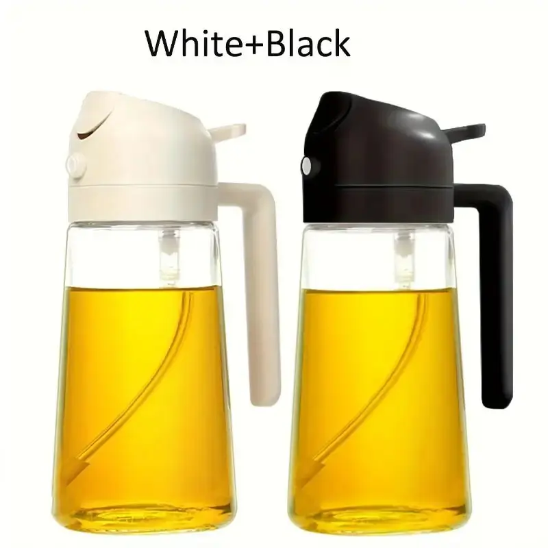 470ml 2Pcs Plastic Oil Sprayer, Multifunctional Spray & Pour Kitchen Oil Dispenser for Cooking Baking Grilling, Leak-Proof Olive Oil Spray Bottle with Comfort Grip, Kitchen Gadgets