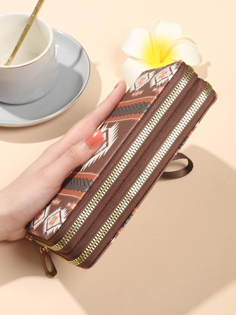 Boho Style Long Wallet, Fashionable Zipper Around Wallet for Women, Casual Trendy Versatile High-quality Daily Wallet Boho Style Long Wallet, Fashionable Zipper Around Wallet for Women, Casual Trendy Versatile High-quality Daily Wallet