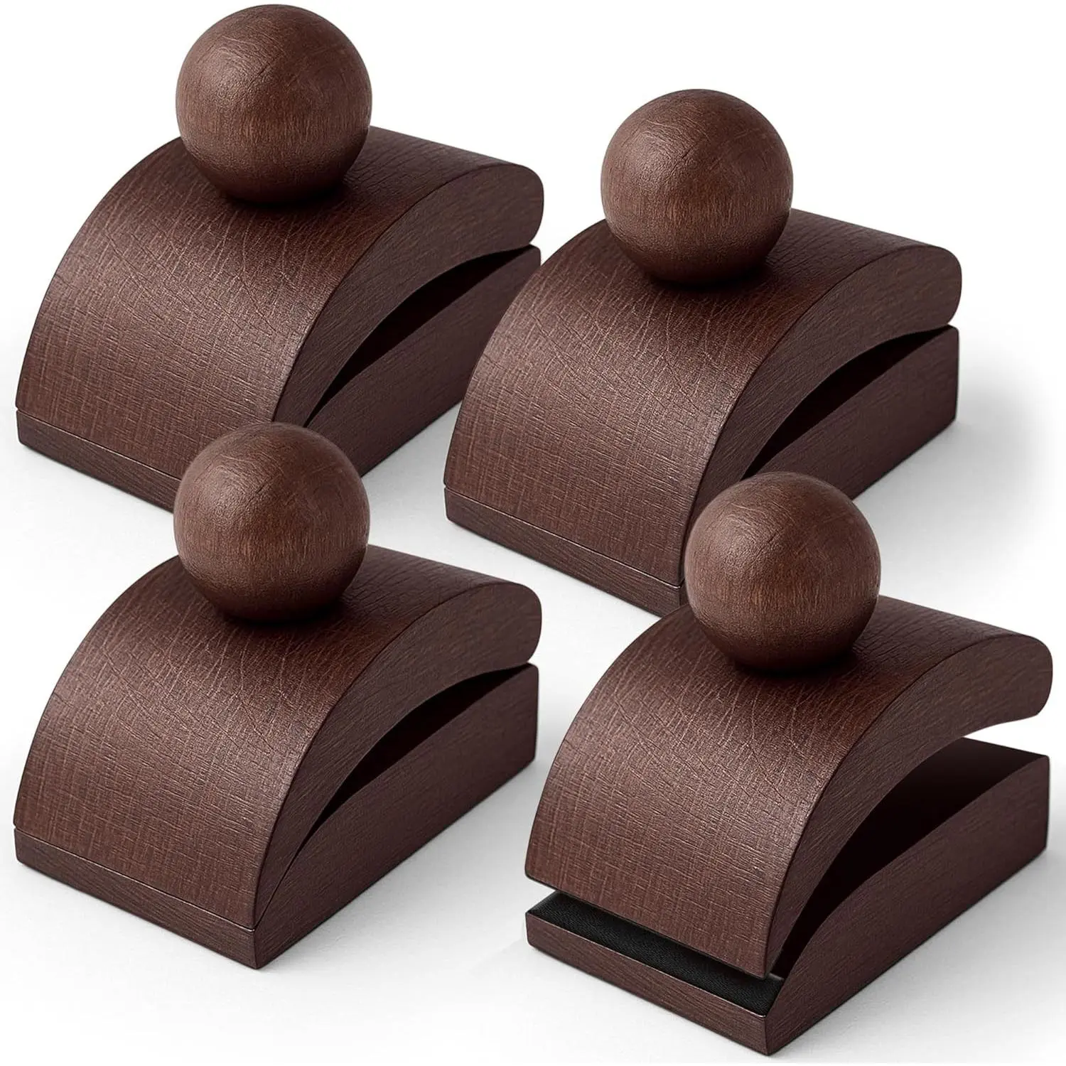 Wooden Quilt Hanger for Wall for Display – Set of 4 Tapestry Hangers with Silicone Grip, Brown Oak Finish, Holds Up to 1/2 Inch Thick Quilts, Rugs, Wall Art (Brown)