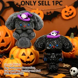 Halloween Long Ears Rabbit Squishy Toy, Stress Relief Plush Cartoon Cute Mud Squeeze Toy, Random Style, Halloween Gift