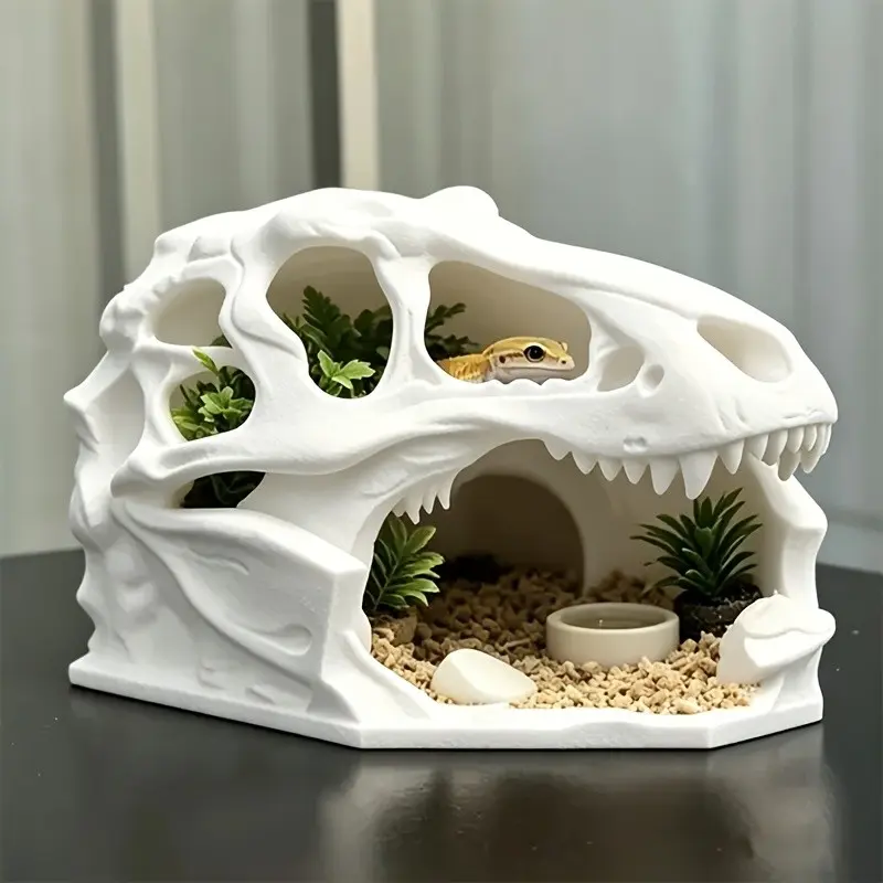 Reptile Hideout Decor, Large Opening & Spacious Interior, Safe Shelter for Geckos, Lizards, Snakes, Frogs, Waterproof & Durable Material