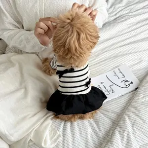 Striped Short-sleeved Dog and Cat Vests, Summer New Style Dresses, Teddy, Pomeranian, Yorkshire Terrier, Pug Pet Clothes