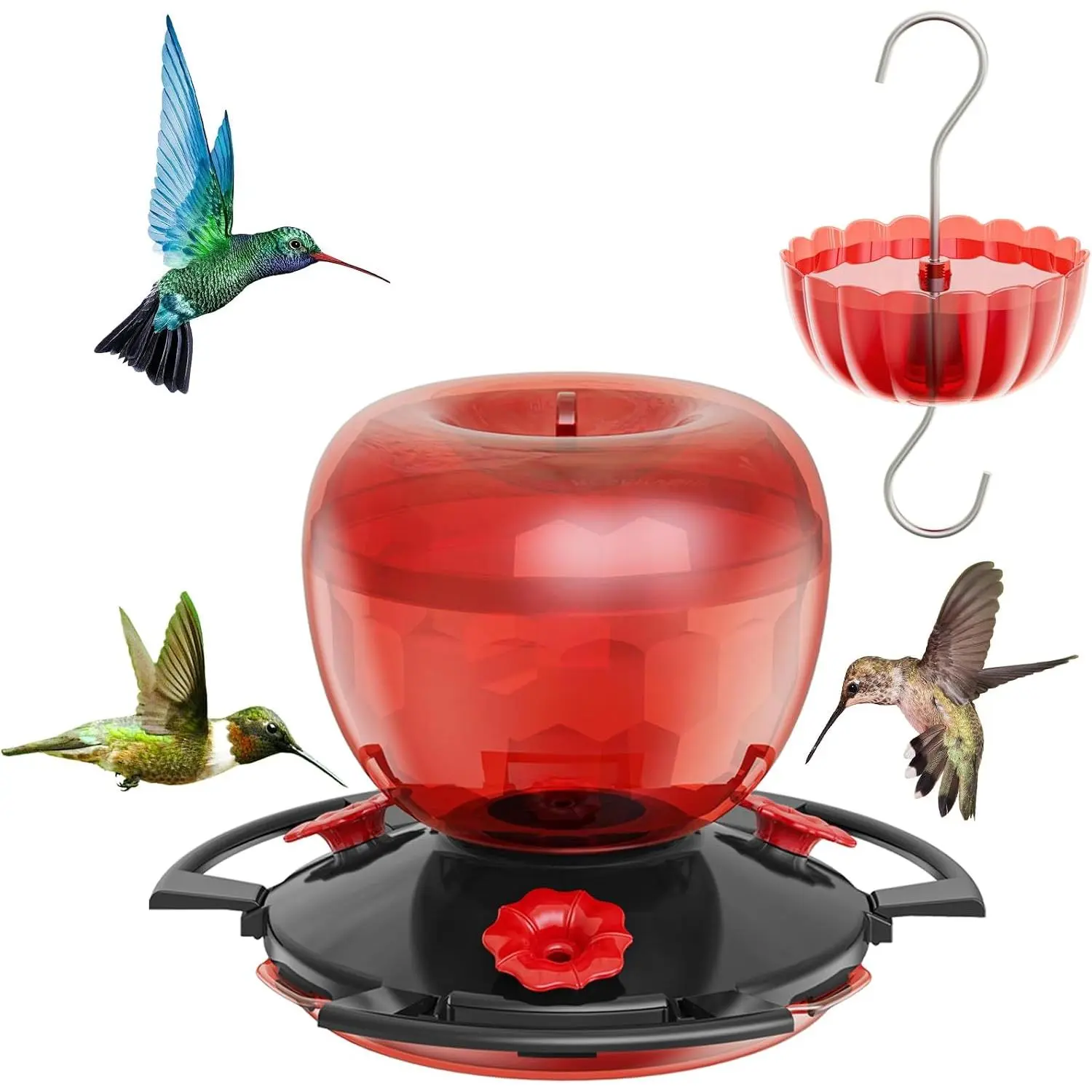 Hummingbird Feeders for Outdoors with Ant Moat, 10 oz  Nectar Feeder, Decorative Light-Reflective Design, Leak-Resistant, Easy to Fill & Clean
