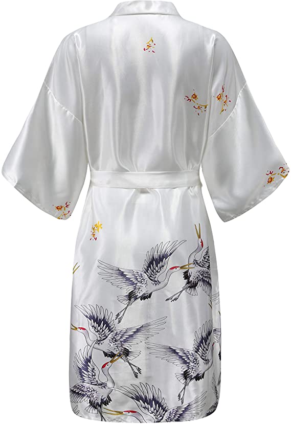 Silk Satin Wedding Bride Bridesmaid Robe Floral Bathrobe Short Kimono Robe Night Robe Bath Robe Fashion Dressing Gown For Women