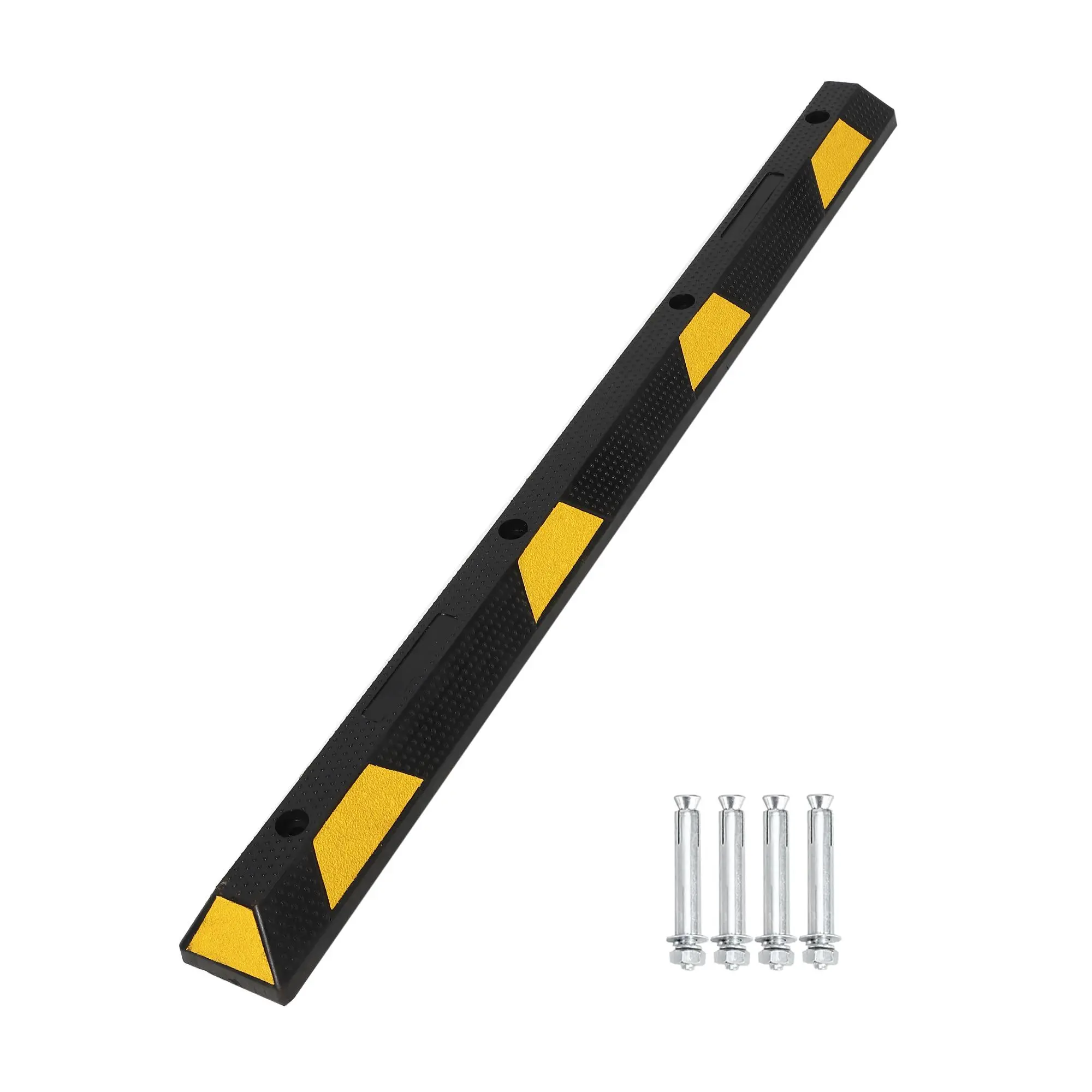 72-Inch Heavy Duty Rubber Parking Curb with Reflective Stripes, 6 ft Premium Quality Auto Wheel Stoppers for Garage, Driveway & Parking Lots