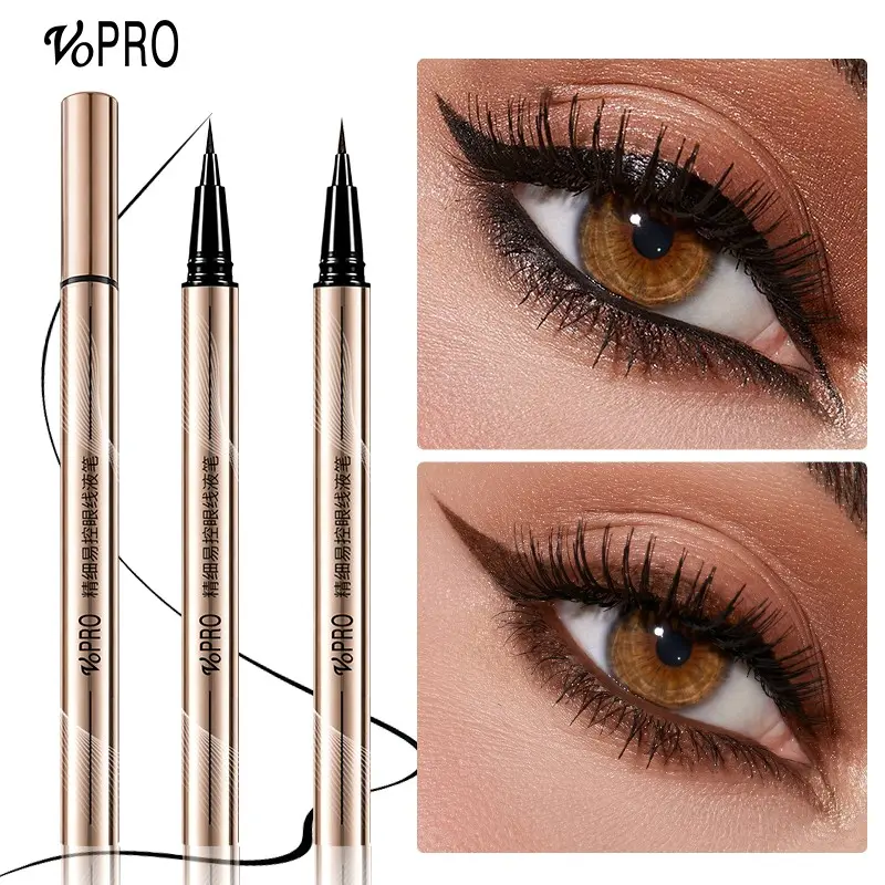 VOPRO Ultra Fine Liquid Eyeliner Waterproof Sweat Resistant Smudge Proof Long Lasting Smooth Easy To Apply Eye Makeup Product For Beginners