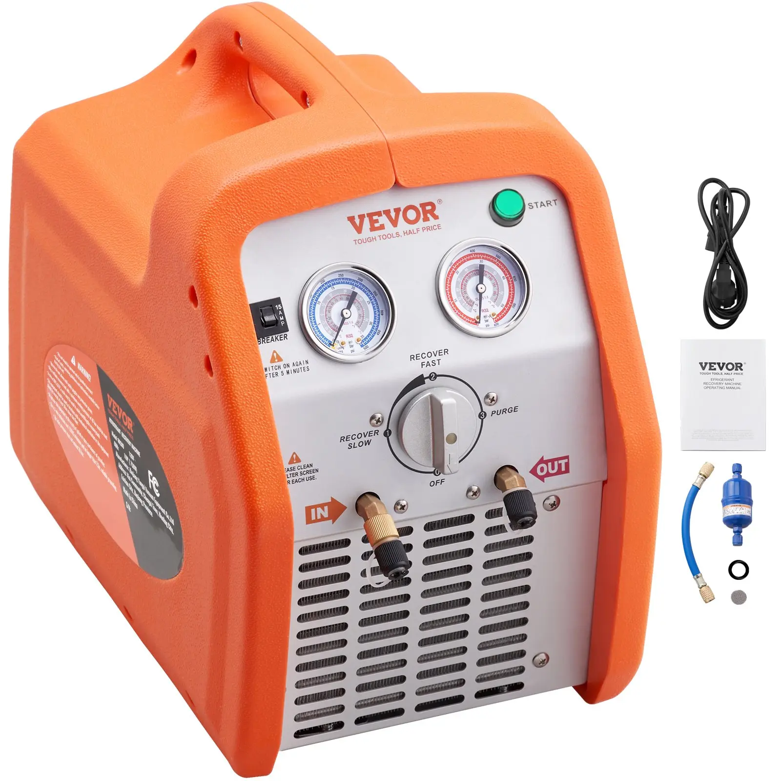 【DealsForYouDays】VEVOR 1 HP Refrigerant Recovery Machine - Dual Cylinder Portable AC Recovery Machine with High Pressure Protection 120V 60Hz Recovery Machine HVAC for Vapor Liquid Refrigerant, Car Air Conditioning
