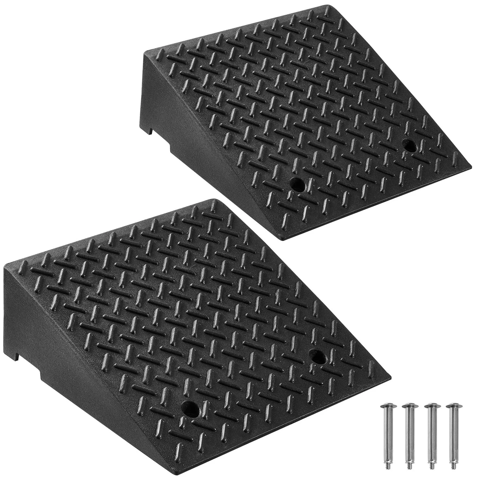 【DealsForYouDays】VEVOR Driveway Curb Ramp, 7000 lbs Load Capacity, 7 Inches Rise Height Heavy Duty Curbside Bridge Ramp with Drainage Tank for Wheelchairs, Strollers, Motorcycles, Cars, Lawn Mowers Trailers, 2 Pack