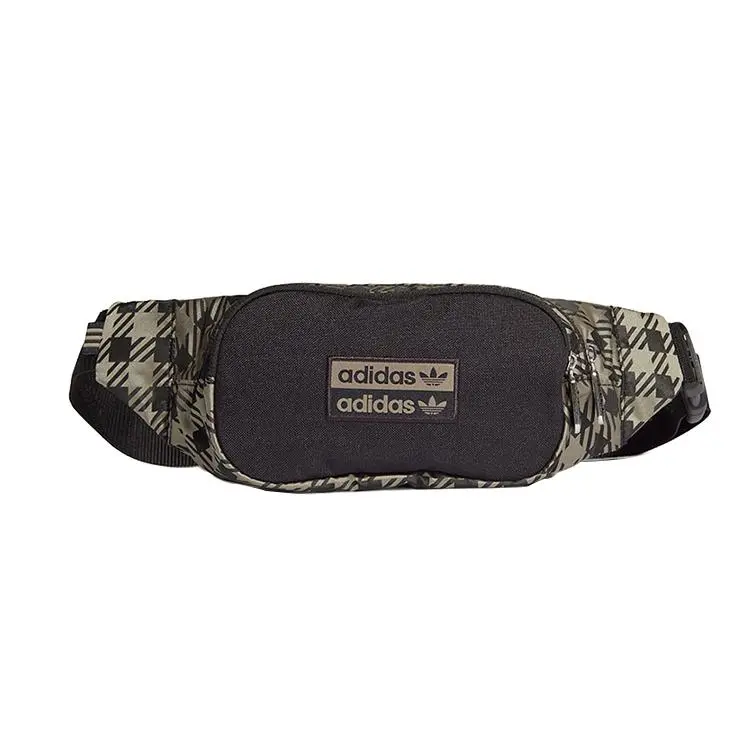 Adidas Originals Two-Logo Crossbody and Waist Bag for Men and Women – Clay and Black Checkered Polyester