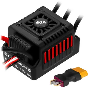 Upgraded 60A Brushless Waterproof Electronic Speed Controller (ESC) for 2-3S 1/10 Remote Control Car, Truck