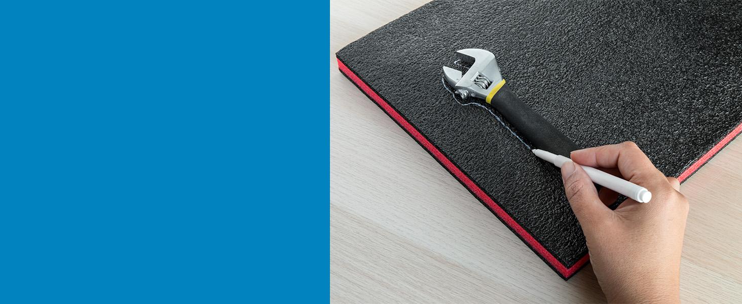 Tool Box Foam - Protective Inserts for, Polyethylene Tool Foam for, Cushion Insert for Toolboxes - 18" Black/Green (3 pack)